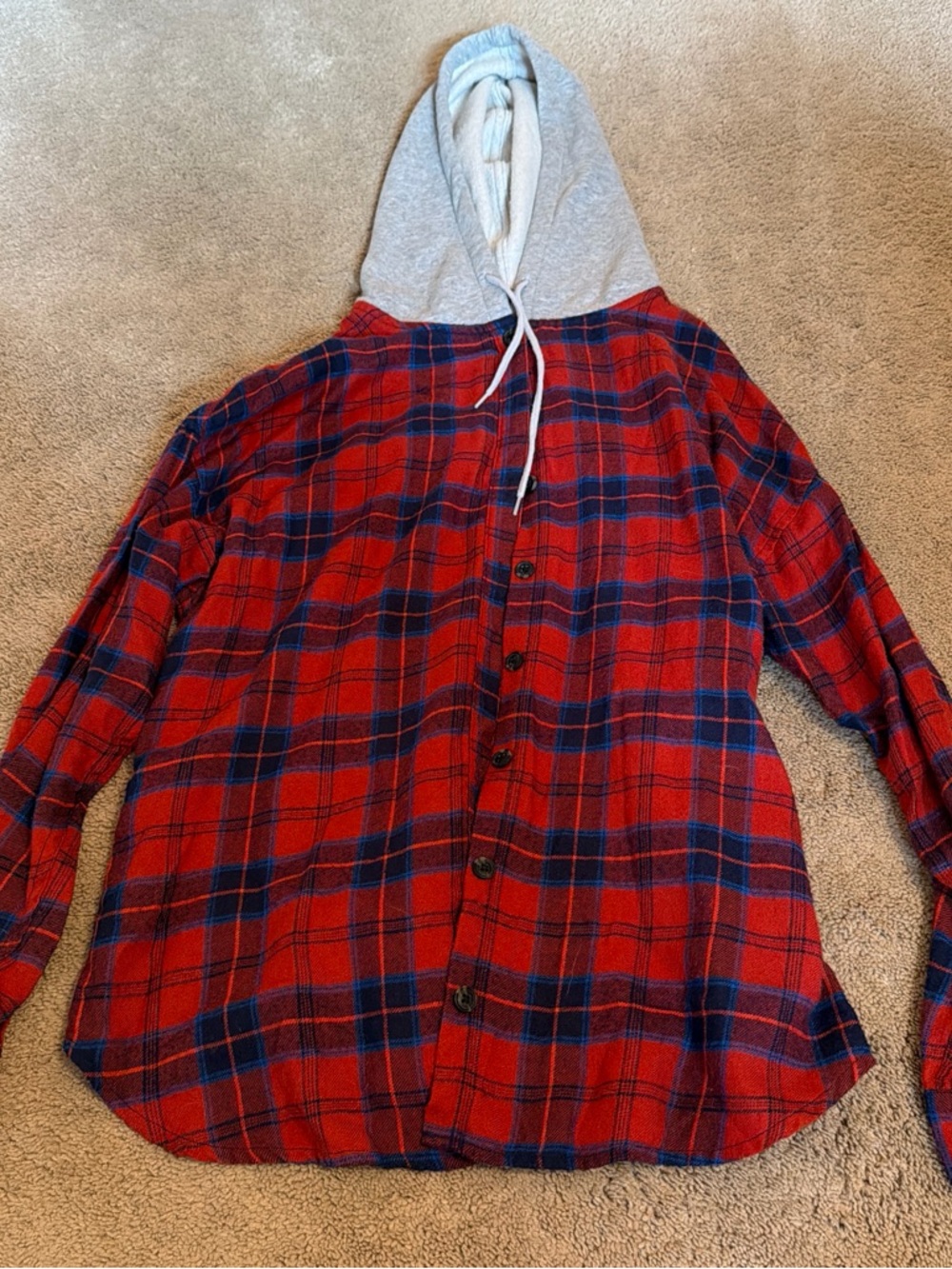 Urban outfitters hooded  flannel with buttons size small